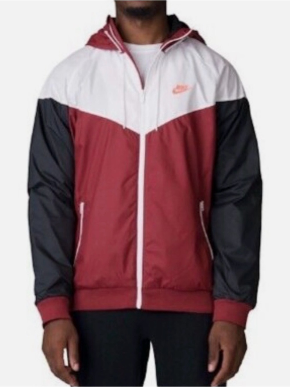 Nike Men’s Maroon, White & Black Windbreaker Jacket